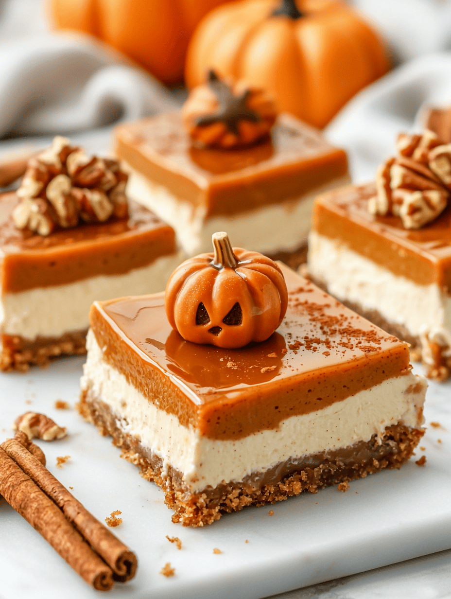Spooky Sweetness: Halloween Pumpkin Cheesecake Bars with a Twist