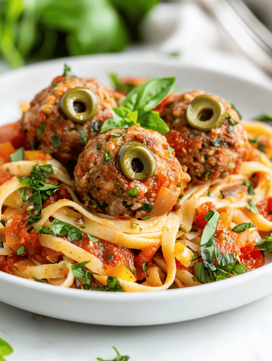 Spooky Delight: Halloween Eyeball Pasta with Meatball